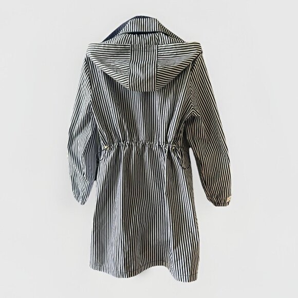 'S MaxMara Trench Rain Coat Reversible Women's Size 6 Nautical Navy Chic Striped - Picture 12 of 16